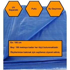 Resim 1x19 Metre Mavi Balkon Örtüsü Branda, Seperatörü, Balkon Çadır Bezi, Uv Dayanımlı 