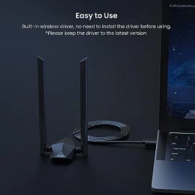 Resim Mena Rise U18A Wi-Fi 6 Adaptör USB 3.0, AX1800 Çift Bantlı Adaptör, 1201MBPS 5ghz, 574MBPS 2.4ghz, Tak ve Çalıştır, Mu-Mımo Teknolojisi, Wpa3, Windows 10 Desteği, Siyah 