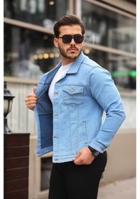Resim Serseri Jeans Koyu Haki Erkek Kot Ceket Mavi 