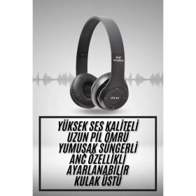 Resim Techno Stock Kulak Üstü Bluetooth Kulaklık Yüksek Ses Kaliteli Ayarlanabilir 