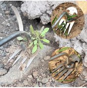 Resim Sones Dört Dişli Çift Amaçlı Ot Temizleme Aleti Bahçe Ot Tırmığı Kökten Ayıklama Ot Temizleme Aleti, Uzunluk: 29cm V Başlı Ahşap Saplı 