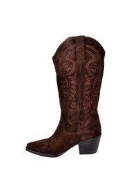 Resim pullman Hakiki Deri İşlemeli Western Kadın Çizme PLM-011 KAHVE SÜET 