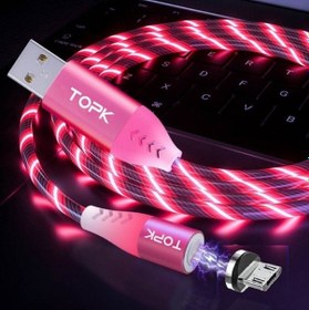 Resim Topk Manyetik Mıknatıslı Kayar Işıklı Mikro Usb Kablo 1 Metre 