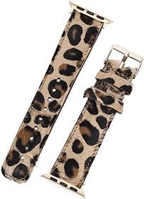 Resim Bouletta Apple Watch Deri Kordon 42-44mm Tüylü Leopar 