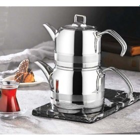 Resim Kahramanlar Enza Mega Çelik Çaydanlık Takımı -Platin Çelik 