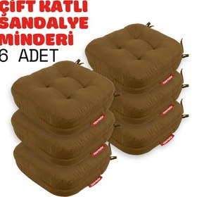 Resim Xpermate 6'lı Çift Kat Sandalye Minderi 42x42x8 Kahverengi 
