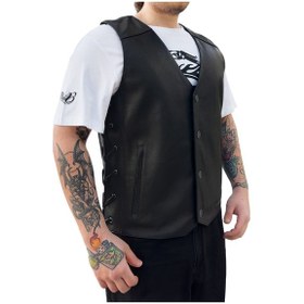 Resim Dallas Deri Motosiklet Yeleği Erkek 