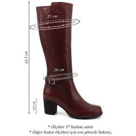 Resim Gönderi(R) Gönderir Kadın Bordo Antik Fermuarlı Kalın Topuklu Hakiki Deri Çizme Gkzc13446501 Bordo 