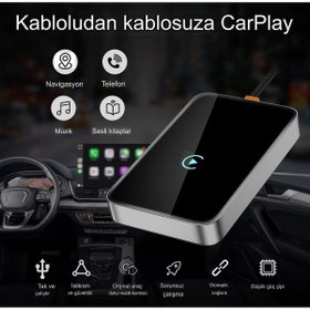 Resim woodhub Mini Kablosuz Carplay Bluetooth Usb Type-c Uyumlu Android İos Araç Multimedya Adaptörü 