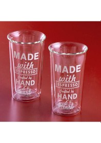 Resim Jumbo Glory Çift Cidarlı 2'li Desenli Bardak 350 Ml Şeffaf 