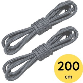 Resim Foottab 200 Cm Gri Yuvarlak Bot Bağcığı, Fitilli Dayanıklı Sağlam Bağcık, Ayakkabı Bağcığı Bağı Ipi 