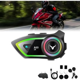 Resim 2 Intercom Bağlantılı Su Geçirmez Motosiklet Kask Bluetooth 5.3 300M Intercoom 2.000MAH 