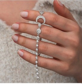 Resim Gümüş Zirkon Taşlı Ay Yıldız Kadın Bileklik Gümüş - Rose Gold 