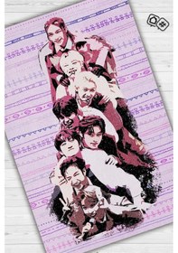 Resim Homshtag Stray Kids Çok Renkli Genç Kız Odası Halısı Modern Dokuma Halı Çok Renkli 