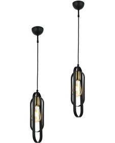 Resim Koza Tekli Siyah 2Li Modern Tasarım Yatak Odası Retro Salon Avize 2 Parça Sarkıt Seti 