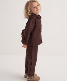 Resim Unisex Çocuk Dökümlü Pamuklu Düğmeli Pantolon Acı Kahve - 4-5 Yaş 