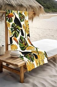 Resim Dijital Baskı Plaj Deniz Havlusu Yaprak Desenli Peştamal HVL0178 