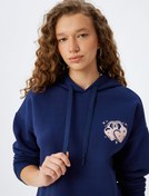 Resim Şardonlu Arkası Baskılı Sweatshirt Kapüşonlu Rahat Kalıp 
