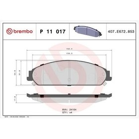 Resim Brembo P11017 On Fren Balatasi 05137666aa 05142558aa 05142559aa 