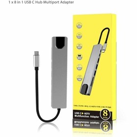 Resim STARX Macbook Uyumlu 8 In 1 4k Type C Usb 3.0 Hub Hdmı Rj45 Sdtf Adaptörü 