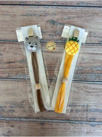 Resim seraskids Peluş Hayvan ve Meyve Desenli İkili Bebek Emzik Askısı Seti 