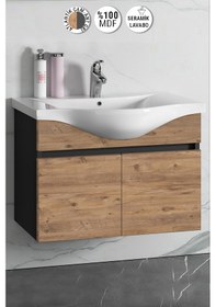 Resim Yıldız 80 Cm Antrasit Gri-atlantik Çam Mdf Asma Banyo Alt Dolap Antrasit - Atlantik Çam 