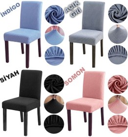 Resim Bambu Nano Kumaş Likralı Yıkanabilir 6'Lı Sandalye Kılıfı 