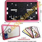 Resim Plakalık Plastik Tak Kolay Motor Motosiklet Pembe Çerçeveli 2 Ad 