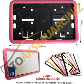 Resim Plakalık Plastik Tak Kolay Motor Motosiklet Pembe Çerçeveli 2 Ad 