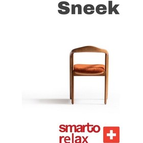 Resim Smarto Relax Sneek 2'li Yemek Masası Sandalye Seti - Ahşap Ayaklı, Turuncu Kumaş Turuncu Ve Kahverengi 