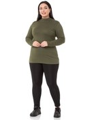 Resim Büyük Beden Yarım Balıkçı Uzun Kollu Viskon Haki Body-haki Haki 