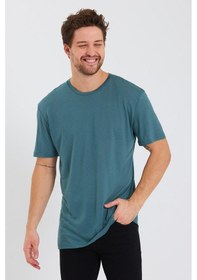 Resim Erkek Tencel Kumaş Oversize T-shırt Nefti Petrol 
