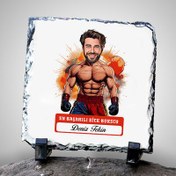 Resim Karikatürlü En Başarılı Erkek Kick Boksçu Dekoratif Taş 