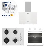 Resim Beyaz Cam Ankastre Set (535 HW -159 GWH - 321 W Turbo) - Su Arıtma Sürahisi Hediyeli Altus