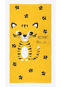 Resim Sevimli Kaplan Dijital Baskılı 75x145 Cm Çocuk Plaj Havlusu 