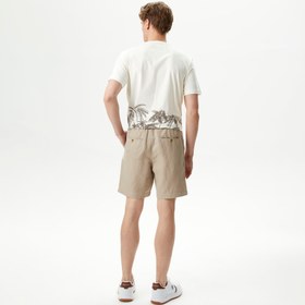 Resim Nautica Erkek Bej Classic Fit Keten Bermuda 