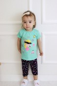 Resim HARİKA KİDS Kız Bebek Kaprili Kısa Kollu Kız Desen Baskılı Yazlık Basic Alt-üst Takım 6-24 Ay 