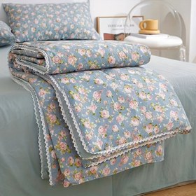 Resim 1 adet Vintage Gül Çiçekli Kapitone Battaniye - Yumuşak Polyester Kumaş, Makinede Yıkanabilir, Yatak Odası, Koltuk veya Teras için Tüm Mevsimler için Kullanım - İdeal Hediye, Yaz Dekoru|Vintage Gül Deseni|Makinede Yıkanabilir Kapak, Dekoratif Yastıklar 