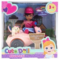 Resim Sevimli Bebek Seyahat Seti Koyu Pembe Kasklı 