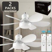 Resim 2-Pack FIBRAVE Akıllı Tavan Fanı Işığı Uzaktan Kumanda ile, 41.91cm Modern Flush Mount, Dimmable LED Aydınlatma (3000K-6500K), Sessiz Çalışma, E26/E27 Taban, Oturma Odası, Yatak Odası, Mutfak, Garaj için - Enerji Verimli Soğutma Fanı ve Işık Kombina 