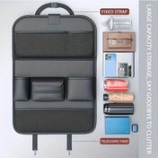 Resim Xuweiwei Brown Masa Üstü 1 Parça Premium Nappa Yapış Deri Araç Kolçak Organizatörü Katlanır Tepsili Çok Bölmeli Saklama Çantası 