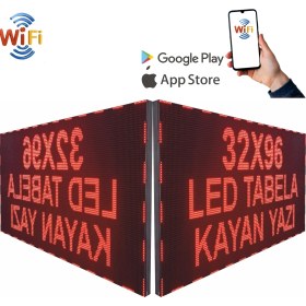 Resim Ledeksis LED Tabela 32X96CM Çift Taraflı Kayan Yazı Wifi (Telefondan Yazı Değiştirme)Kırmızı 