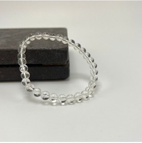Resim Sertifikalı Kristal Kuvars 6mm Doğal Taş Bileklik Beyaz 
