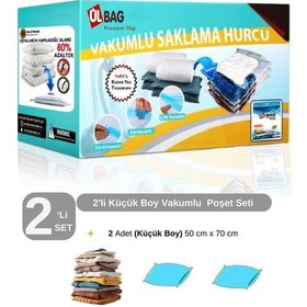 Resim Vakumlu Poşet Seti 2'li Küçük Boy 50 Cm X 70 Cm Araç Bagajına Uygun Seyahat Için Vakumlu Hurç Şeffaf 