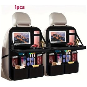 Resim Xuweiwei Black 1 Adet Çok Fonksiyonlu Araç Arka Koltuk Depolama Çantası Tablet Tutucu Ve Bardaklık Anti-kick Mat 9 Cep Koltuk Organizer 