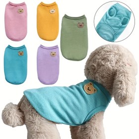 Resim Pet Yeni Sevimli Ayı Dekor Kedi Köpek Giysileri Küçük Orta Boy Köpekler İçin Waffle Pet Yeleği Bahar ve Yaz Kostümü 