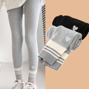 Resim Kızlar için ilkbahar ve sonbahar için iki paket yüksek esneklikte tayt, şık kalp desenleriyle 