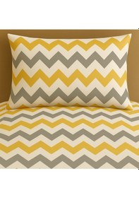 Resim Çift Kişilik Desenli Nevresim + 2 Adet Kapaklı Yastık Kılıfı Sarı 