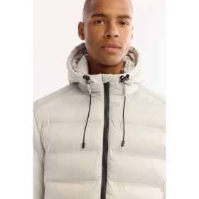 Resim AVVA Erkek Gri Kapüşonlu Su İtici Rüzgar Geçirmez -5°C Dayanıklı Şişme Comfort Fit Mont A52Y6155 