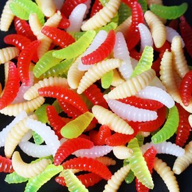 Resim 50/100 Balıkçılık Yemleri Floresan Solucan Yumuşak Yem Koku Solucanlar, Bass Balıkçılığı İçin Kokulu Ekmek Solucanı, Gerçekçi Tasarım, Dokulu Yüzeyli Solucan Kanca 